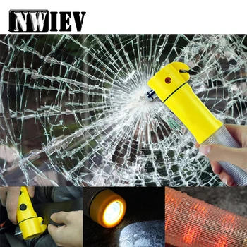 

NWIEV Car safety hammer Multifunction escape tool For Abarth Fiat 500 BMW E60 E53 Mercedes Benz W204 Volvo XC90 V70 Accessories