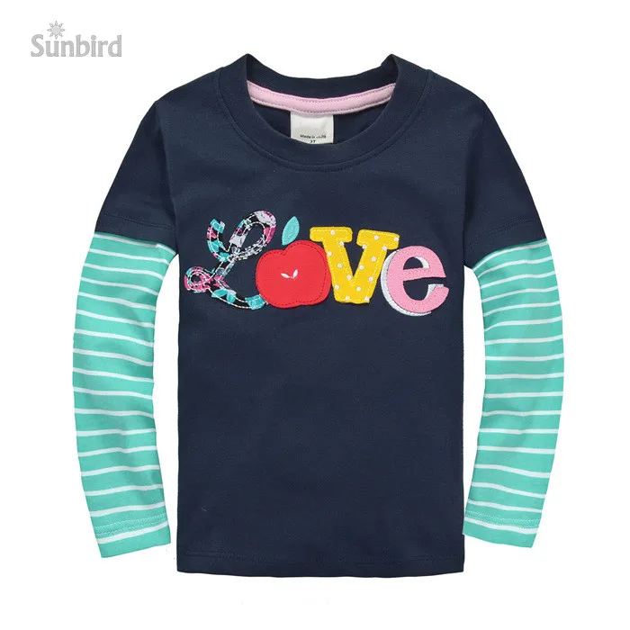 Bjt345, любовь, Футболка для девочек, футболки для малышей, футболка с длинными рукавами для девочек топ для детей от 1 до 6 лет