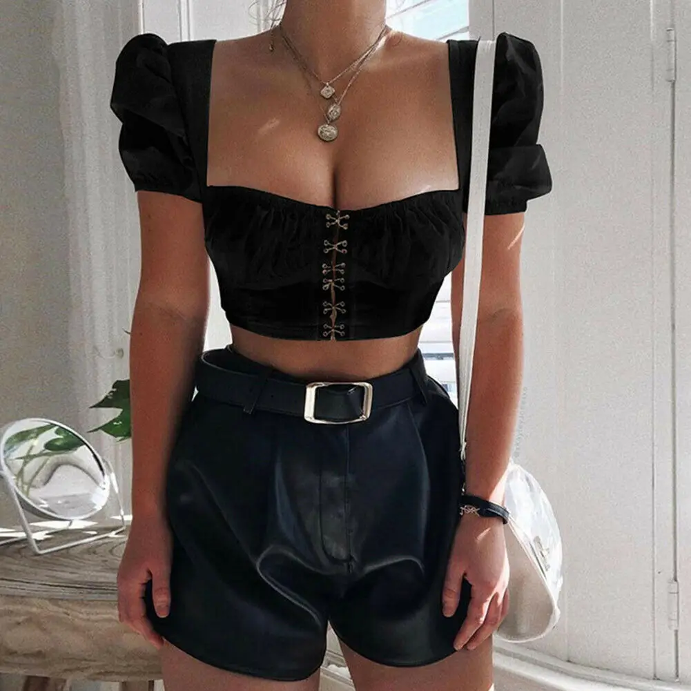 

New Style Women Tank Top Vest Casual Crop Top Singlet Short Sleeve Pure Color Solid Short Sheath Tops Fashion Hot 2019