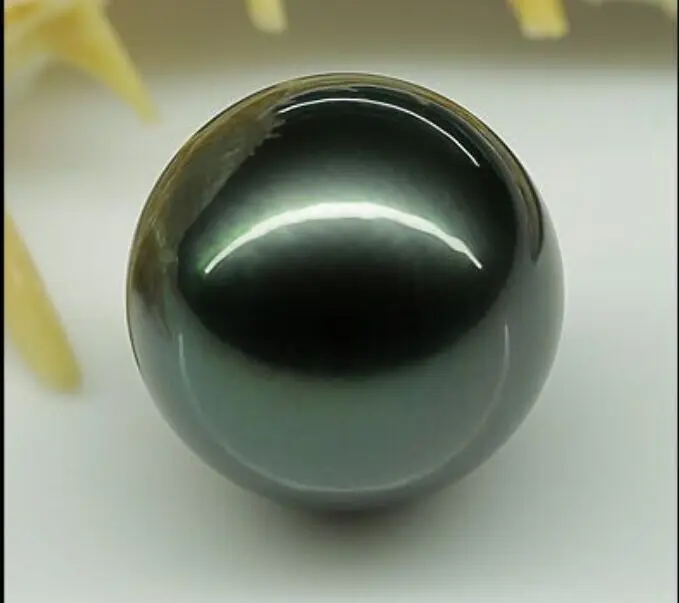 HUGE 15MM NATURAL TAHITIAN GENUINE ROUND BLACK LOOSE PEARL UNDRILLEDin