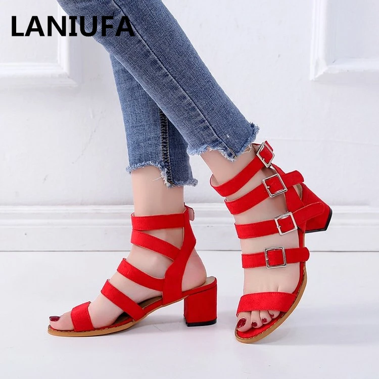 

Summer women high heels Sandals women Platform Peep Toe Square heel Party dress shoes women Sandals mujer plus size 35-43 &119