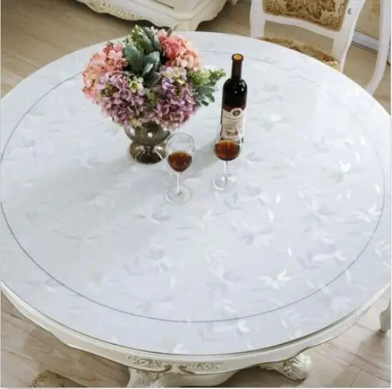 Round PVC Table Cover Protector Desk Mat Desktop Tablecloth Clear Soft Glass 