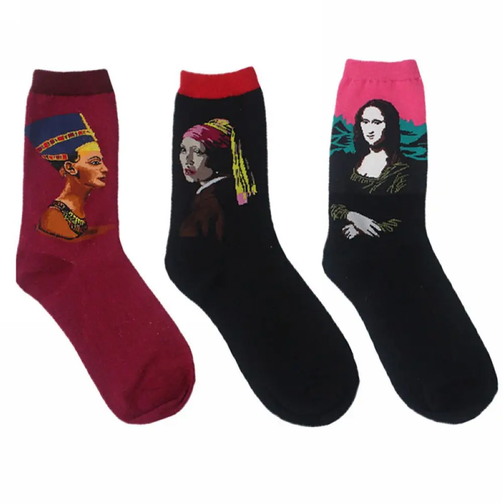3 пар/лот счастливые мужские носки смешное искусство платье носки цвет много мужские летние модные носки набор с принтом Ван Гог искусство носки - Цвет: socks-men-1032-4
