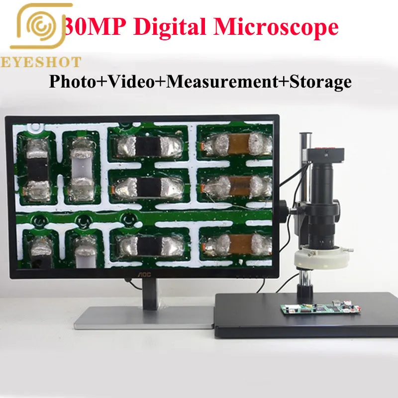 

21MP/30MP HDMI & USB Industry Microscope Kit Camera Set Remote Control 7X-640X C-Mount Lens Video Recorder 52 LED Ring Light