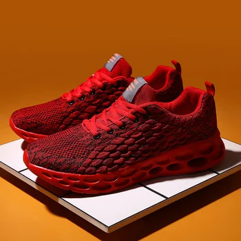 

2020 Four Season Men Sneakers Fish scales Red Lace Up Male Footwear Adult Casual Shoes Zapatos de hombre Sapato Masculino
