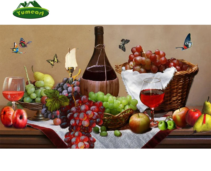 

Diy Diamond Embroidery kit fruit Diamond painting grape wine pasted full round Diamond Mosaic rhinestone Drawing Needlework