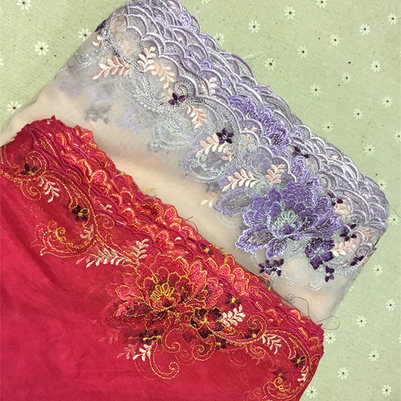 

1Yards Red purple Exquisite Elastic stretch Lace Trim 2018 High Quality DIY Craft&Sewing Dress Clothing Accessorie Lace fabric