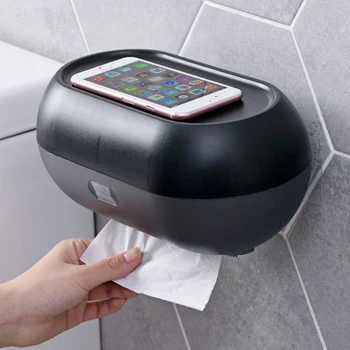 

Wall-mounted Waterproof Paper Holder Box Punch-free Roll Paper Tissue Container Case Storage Rack for Bathroom Toilet Household