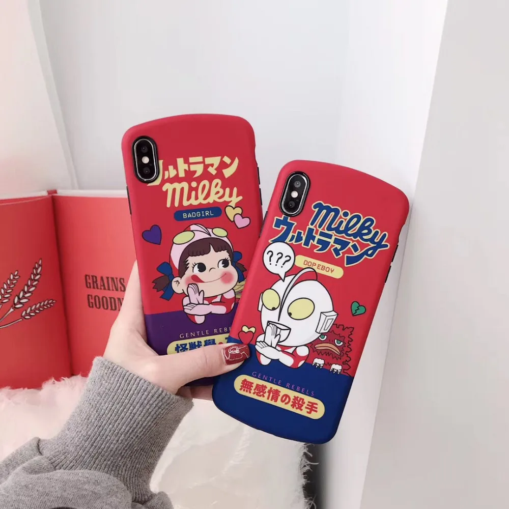 

Maosenguoji Arc cute funny cartoon milk girl Altman Fashion soft Mobile Phone Case for iphone 6 6s 7 8 plus X 10 XR XS MAX cover