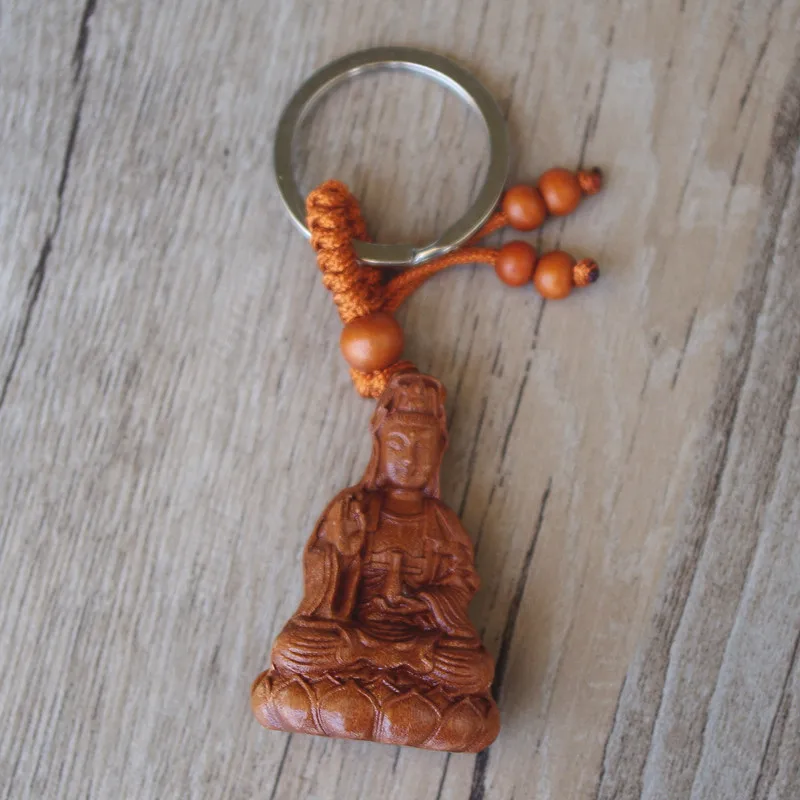 Древесина ююба брелок Будда Bodhisattva деревянная резьба брелки для ключей ключи от машины брелоки пряжка модные ювелирные изделия