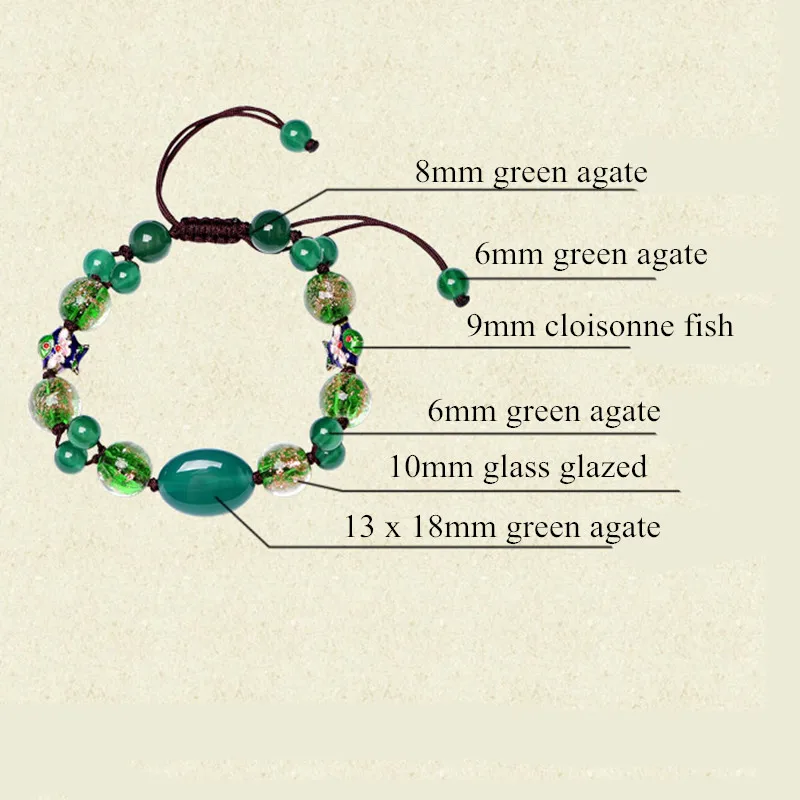 Yanting Этнические браслеты с зеленым камнем для женщин, цветное глазированное стекло, бусины, вязаный браслет ручной работы, женский подарок 069
