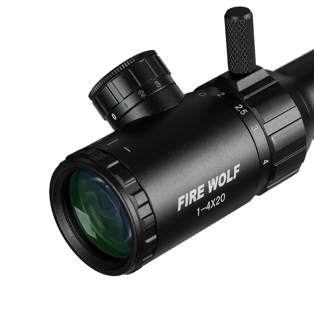 Прицел для винтовки FIRE WOLF 1 4x20 зеленый красный с подсветкой дальномер прицел