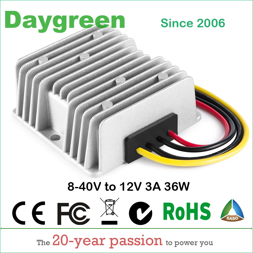 

12V to 12V 3A DC DC Voltage Stablizer Transformer Regulator Waterproof Step-up Down 36w Daygreen CE RoHS 12V 3AMP