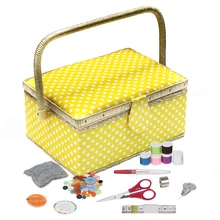 Домашняя винтажная корзина для шитья с набором для шитья инструменты для игл стеганая нить для шитья вышивка ремесло швейная коробка Органайзер