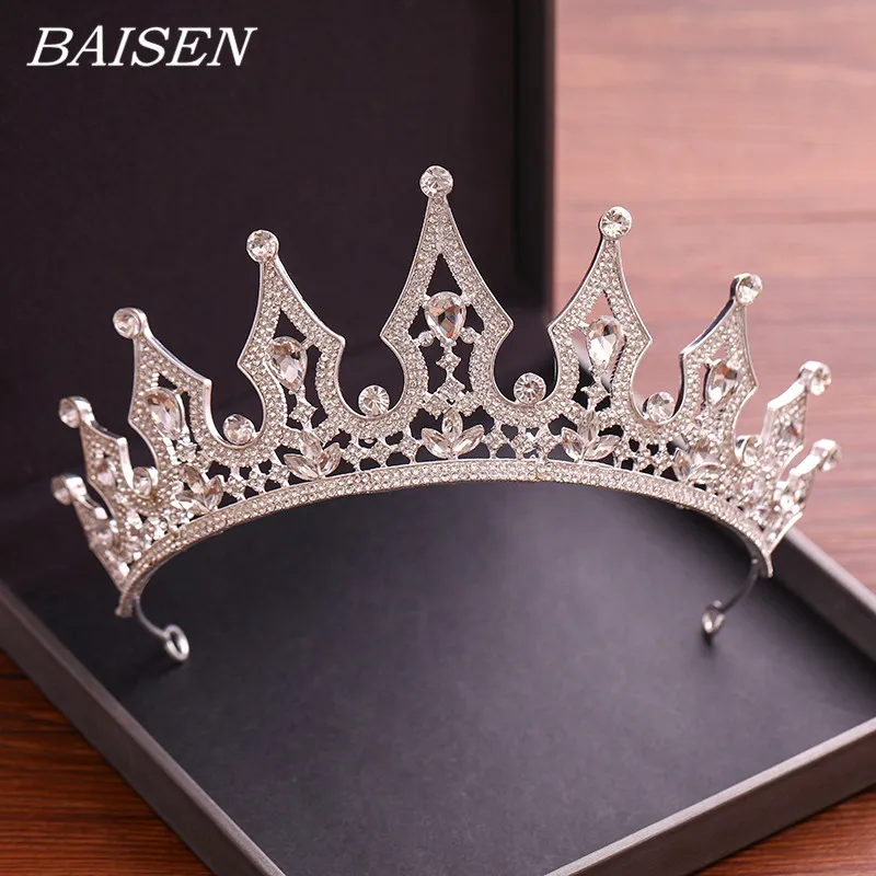 

Crystal Crown Tiara Bridal Hair Accessories Rhinestone Head Ornaments Wedding Tiara King Crown Queen Headband Headpiece