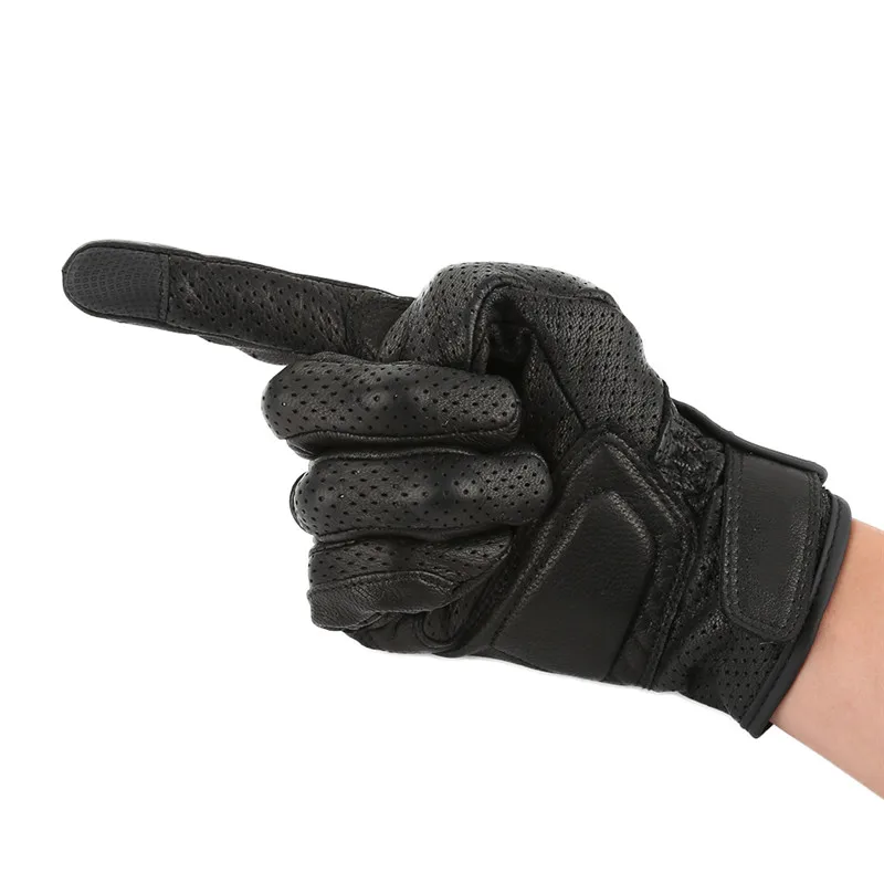 

New Upgraded version S M L XL Black Leather Unisex Breathable Touch Screen Motorcycle Gloves Motocross Protection Gunes Moto GP