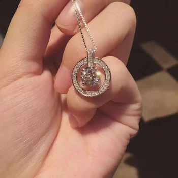 

XIYANIKE 925 Sterling Silver Anti - allergic Necklace For Women Simple Chain Clavicle Neck Circle Zircon Crystal Pendant VNS8315