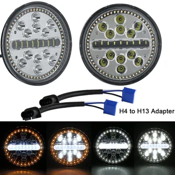 

7 Inch Led Headlights Halo Ring For Defender Offroad Headlamp 7" Projector Motor For Jeep Wrangler Lada 4X4