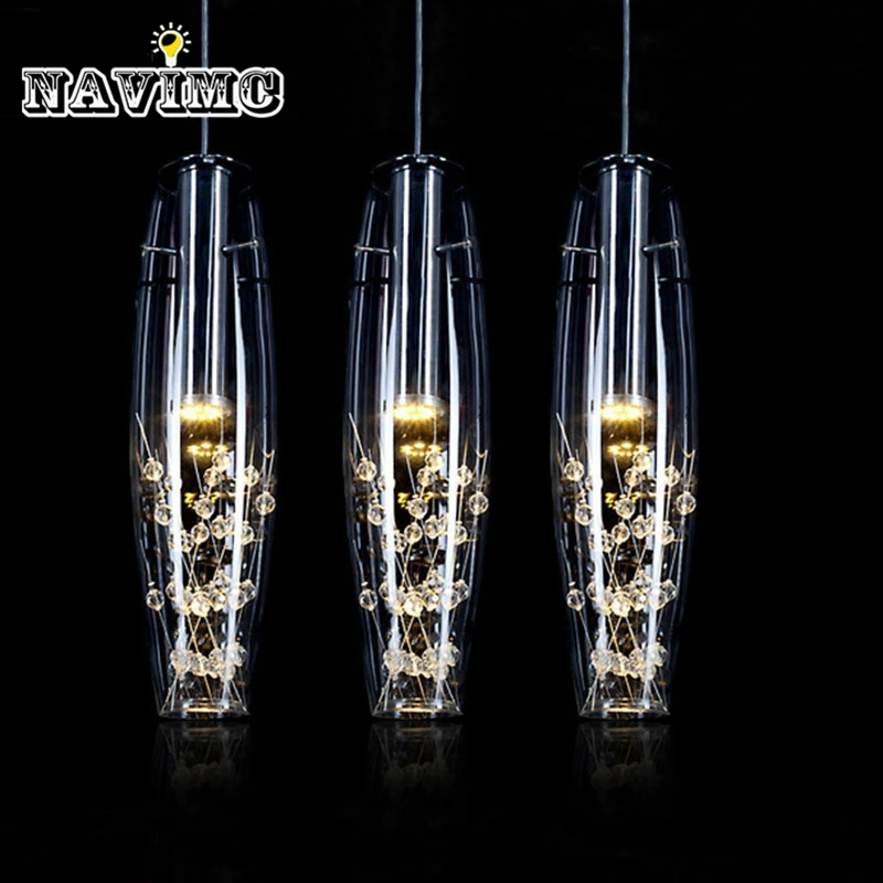 

Modern Stainless Steel LED Lights Fixture Creative Restaurant Crystal Pendant Lamp For Dining Room Lustres De Teto Luminaire