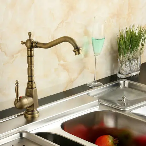  Amibronze Home Improvement Accessories Antique Brass Kitchen Faucet 360 Swivel Bathroom Basin Sink  - 1184857781