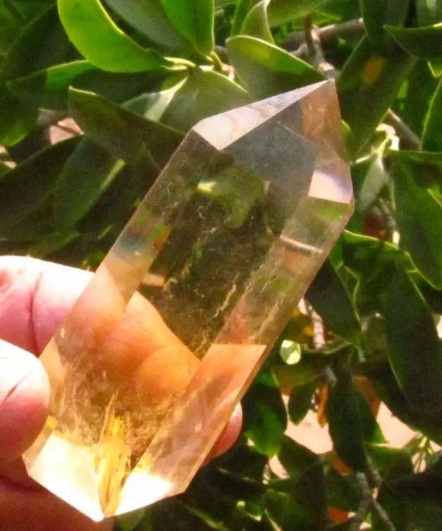 

61013+++100g long AAA NATURAL CITRINE SMOKY QUARTZ CRYSTAL POINT Healing