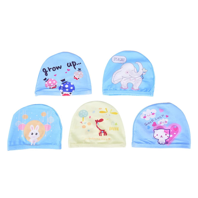 Эластичные тканевые милые шапочки для плавания с рисунком из мультфильма для длинных волос, милые детские защитные уши с рисунком, шапочка для бассейна для мальчиков и девочек
