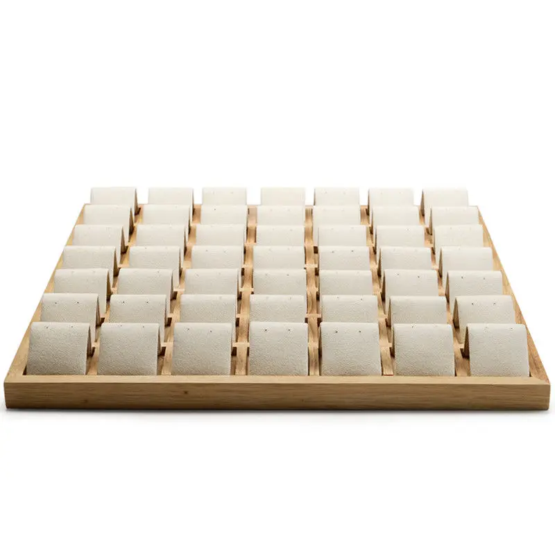 Oirlv 49 Grids Solid Wood Earrings Holder Jewelry Display Block Display Stand Tray (11)