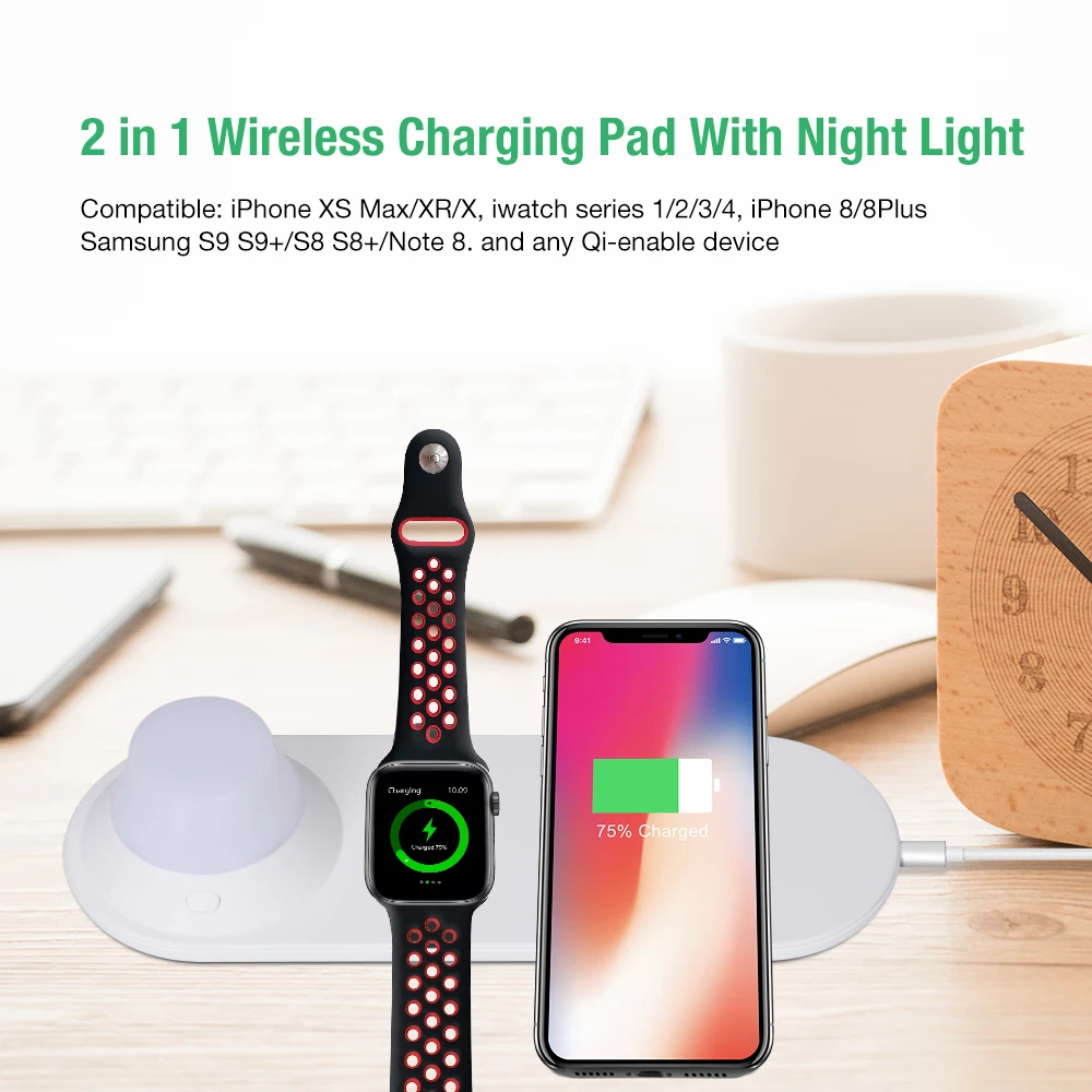 Yeelight Wireless Charger for apple watch 1 2 3 4 LED Night Light Magnetic Fast Charging Pad for iP