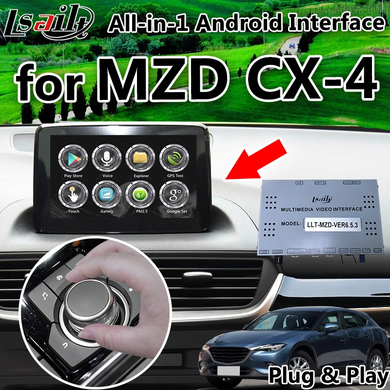All-in-1 Plug & Play Android GPS navigační box pro Mazda CX-4 s youtube google play mirrorlink carplay USB LVDS
