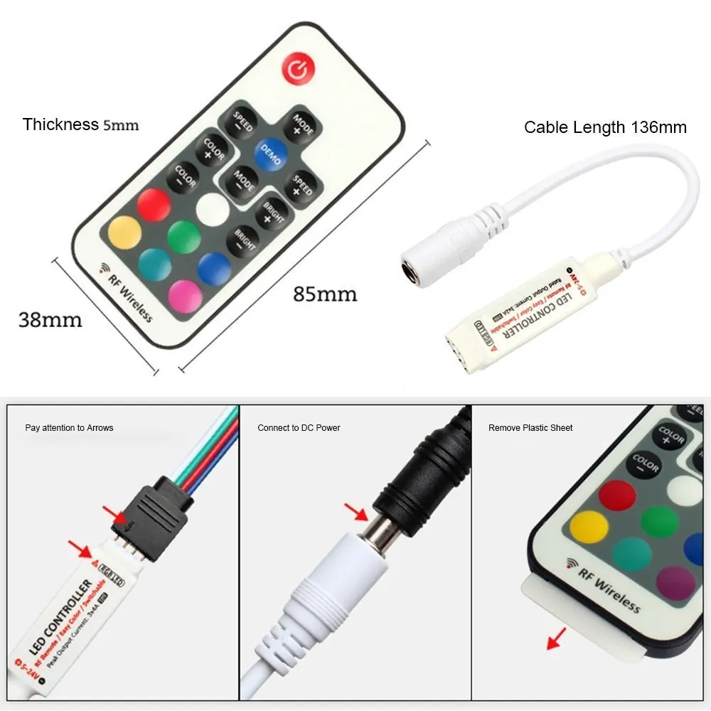 Télécommande sans fil LED simple bande de couleur de la lumière RF Dimmer