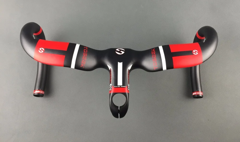 

Full Carbon Fibre Stem Handlebar Track Road Bicycle Racing Drop Integrated Bar Stem Handlebar Red Label