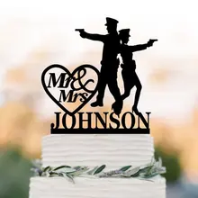 Полиция невесты и жениха свадебный торт топперы письмо, полиция украшения для свадебного торта с пользовательским именем и mr mrs