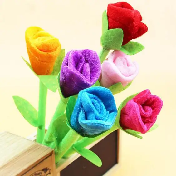 

1PCS/lot Rose flowers Ball Pen plush pens Stationery Ballpoint Pen Office school supplies fashion lover gifts