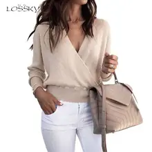 LOSSKY V Neck Sweaters Women 2018 Autumn Long Sleeve Tops Female Casual Jumper Winter Streetwear Fashion Sexy Solid Sweater LOSSKY V Neck Sweaters Women 2018 Autumn Long Sleeve Tops Female Casual Jumper Winter Streetwear Fashion Sexy Solid Sweater