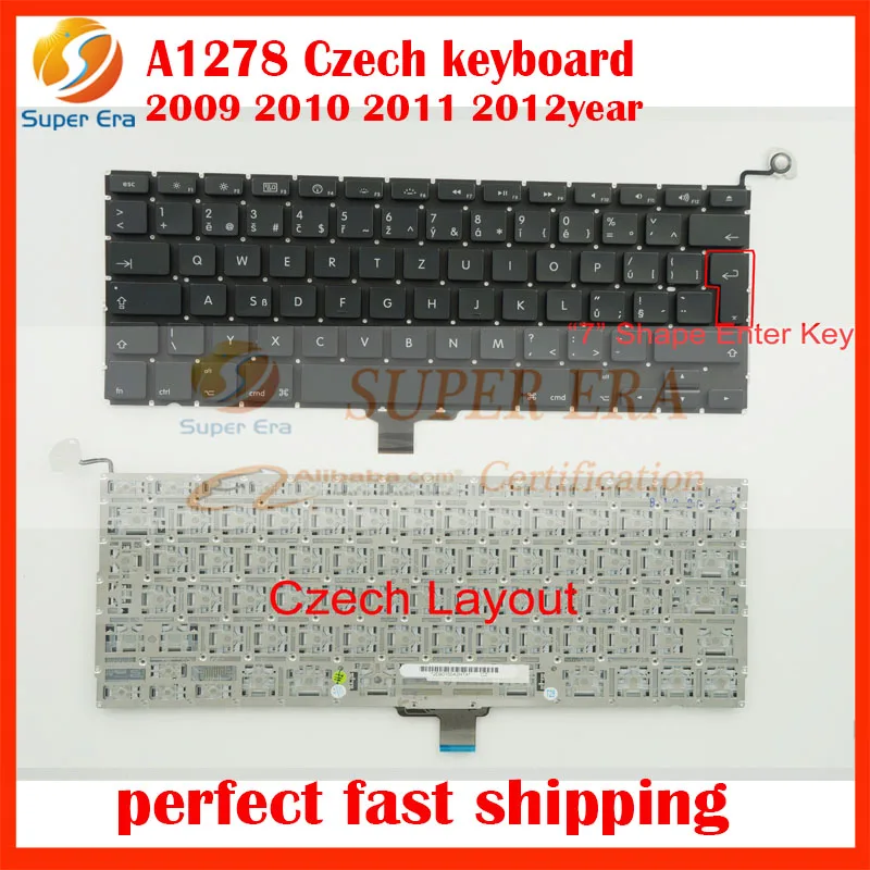 10 шт./лот A1278 Чешский клавир Клавиатура для MacBook Pro 1" A1278 Чешский CZ Клавиатура клавир 2009-2012year