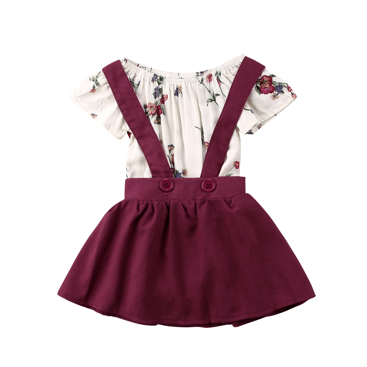 2Pcs/set Kids Baby Girls Print Romper Suspender Skirt Summer Summer ...
