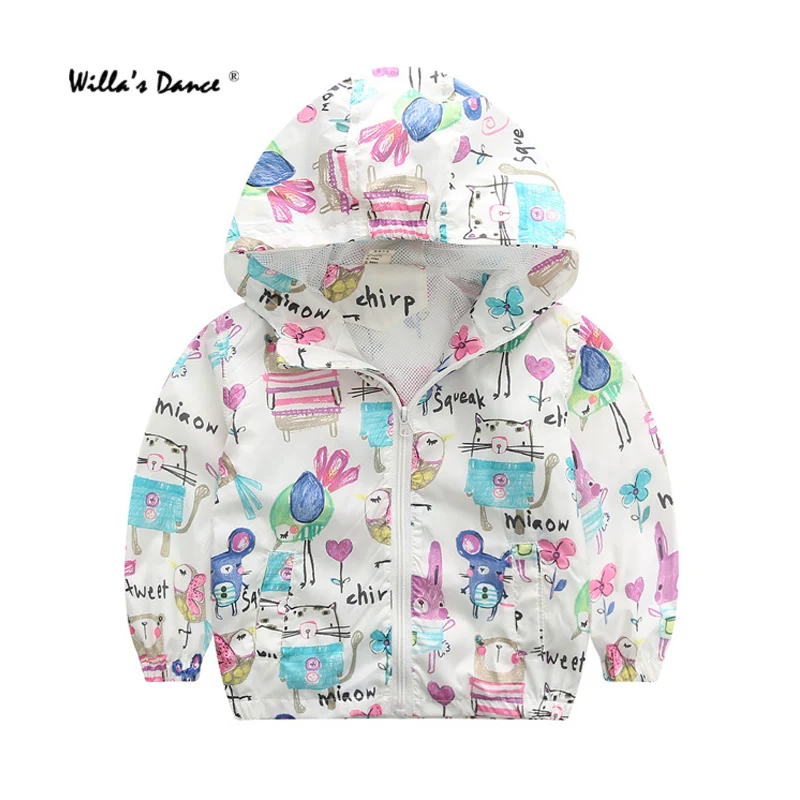 Willa's Dance Kids Windbreaker 2017 Autumn Long Sleeve Hooded Jacket for Girls Boys Brand Children Coats | Детская одежда и