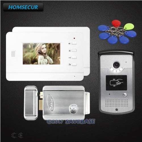 

HOMSECUR 4.3inch Video Door Security Intercom Electric Strike Lock Set Included 1 Outdoor Units+2 Indoor Units+Electric Lock