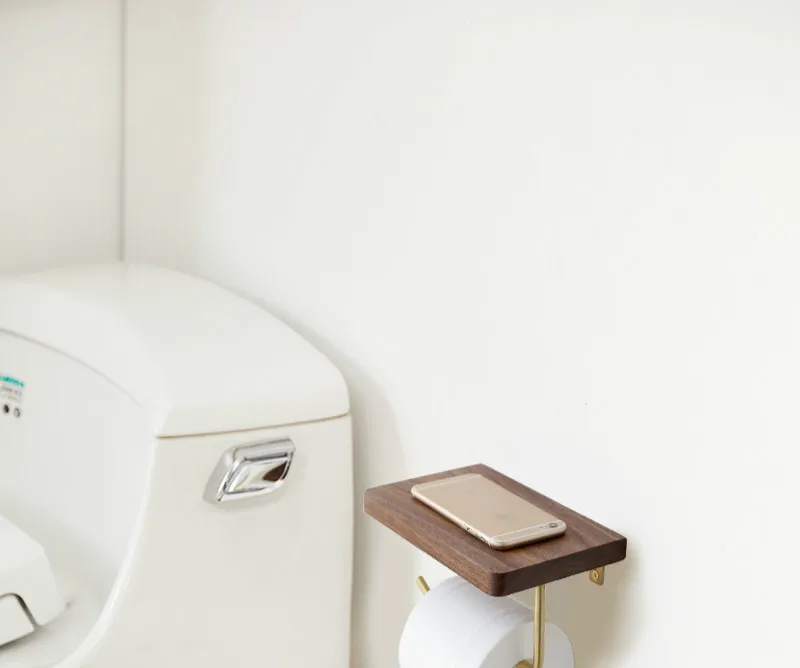 Креативный держатель для бумажной ткани из орехового дерева Бесплатный держатель рулона туалетной бумаги латунный держатель для полотенец