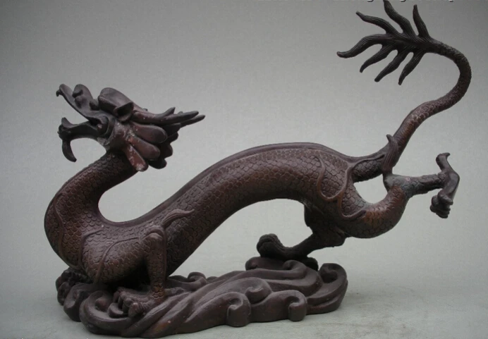 

bi002461 China Classical Palace Pure Bronze Carved Luck Fly Dragon Royal statue