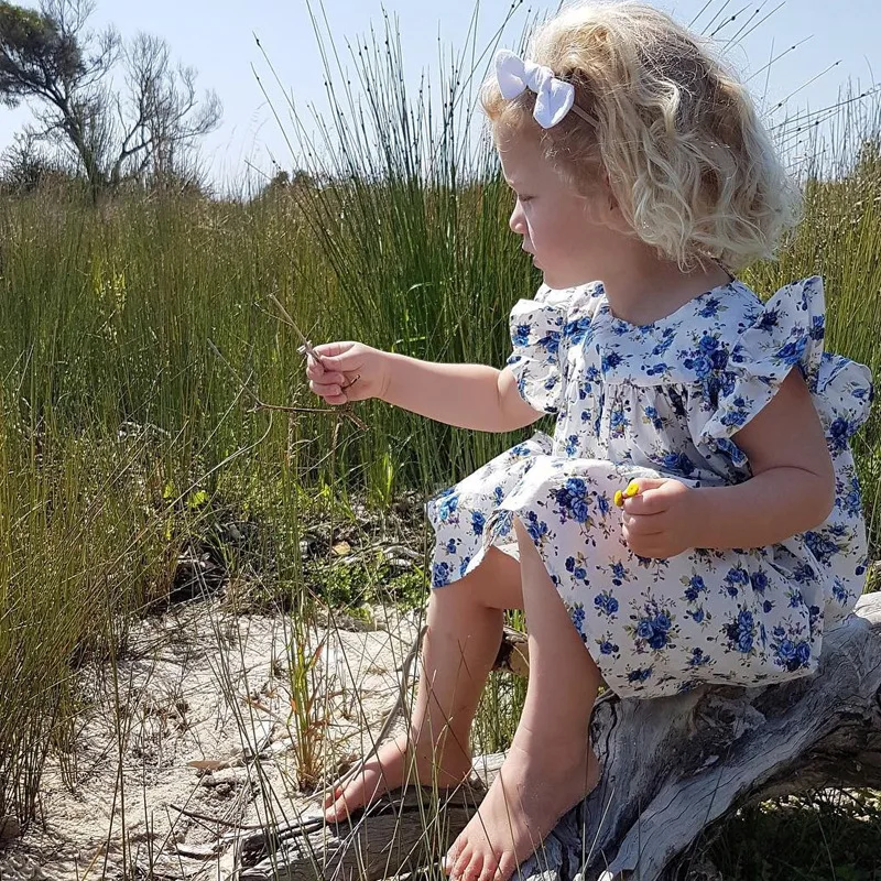 Mother nest  2018 Summer New Girls Flower Puff Sleeves Dress Cotton Children Kids Clothes Toddler Baby Birthday Kids Dresses (25)