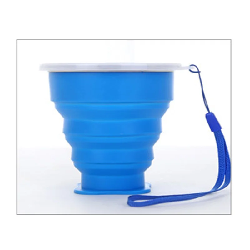 Дорожная чашка из нержавеющей стали, силиконовая телескопическая складная чашка, телескопическая складная кофейная чашка для спорта на открытом воздухе - Цвет: ZDB101-blue