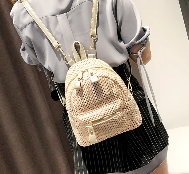 

Sweet Beautiful Woven Backpack Teenage Unique Exquisite College Student Schoolbag Casual Retro Outdoor Travel Bags Mochila D130