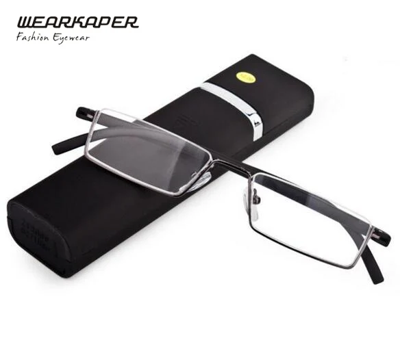 TR 90 Half Metal Frame Slim Portable Compact Reading Glasses Anti Eye Fatigue W Case 1
