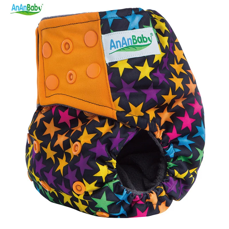 

AnAnBaby Great Quality Reusable Bamboo Charcoal AI2 Cloth Diaper Cover Washable Nappy With Bamboo Charcoal Inner Double Gussets