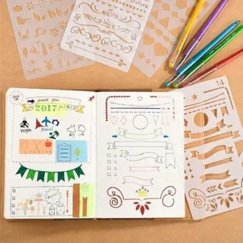 Bullet Journal Stencil Set Plastic Planner DIY Drawing Template Diary 20pcs