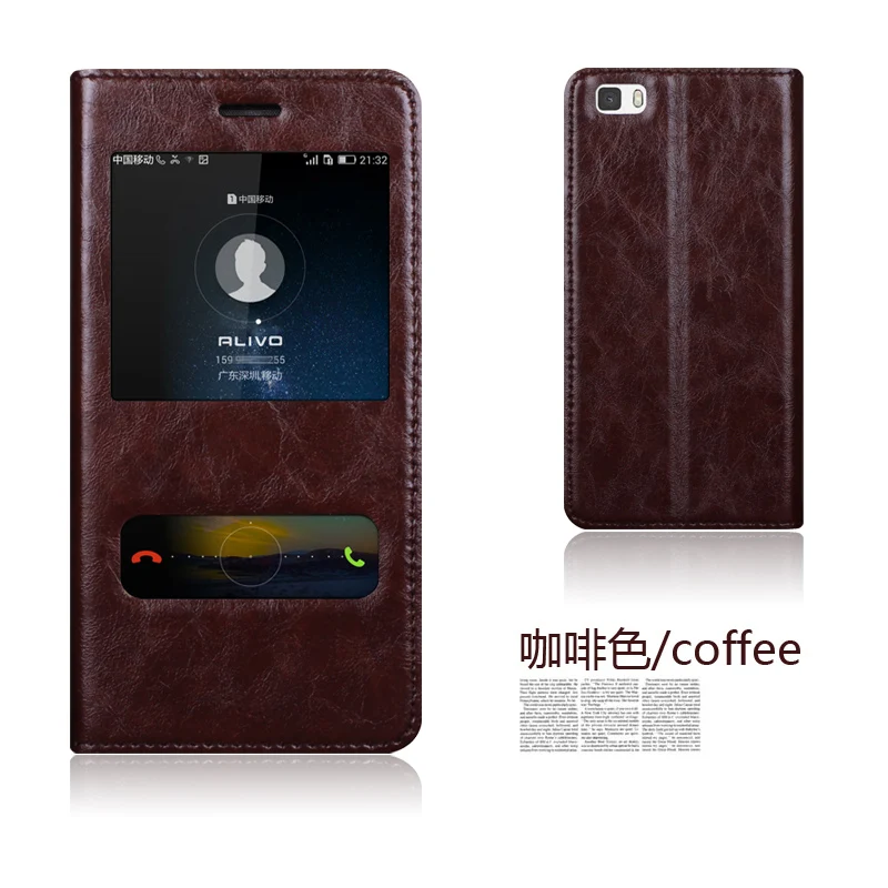 For HuaWei P8 Lite Original Aimak Genuine Leather Smart Window Flip Stand Cover Case Luxury Mobile Phone Bag |