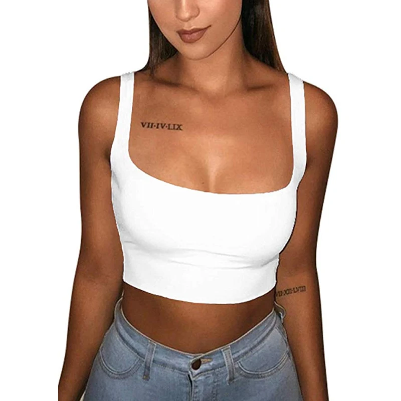 

5 Colors Sexy Off Shoulder Strappy Crop Tops Women Sleeveless Vest Tank Top Tee Shirt Female Sports Bras Camis