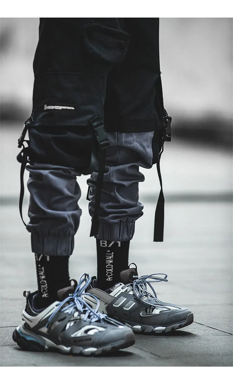 Хип-хоп Джоггеры мужские корейский стиль уличная одежда techwear брюки мужские modis повседневные брюки карго модные Сращенные черные брюки kpop