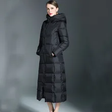 Теплая Высококачественная Женская парка, зимняя куртка, пальто с капюшоном, зимнее женское плотное пальто, 90% белый утиный пух, куртка